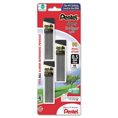 Pentel Pentel C25BPHB3K6 Super Hi-Polymer Lead Refills  0.5mm  HB  Black  90 Leads-Pack C25BPHB3K6